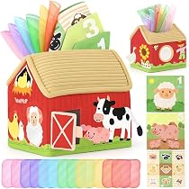 Chiluxendo Jeux Sensoriels Montessori 6 Mois+ - Boîte à Mouchoirs Avec Foulards Et Papier Crépon