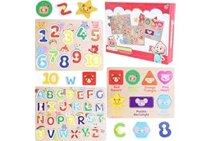 Toyland® Cocomelon Pack of 3 Wooden Peg Board Puzzles - Children's Learning Puzzles - Toddler Toys - Age 18m +