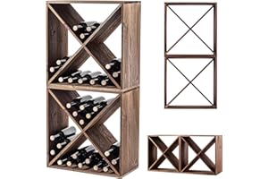 KADAX Étagère à vin en bois - Grande étagère pour nombre de bouteilles - Support rustique - Peu encombrant - Armoire à vin stable