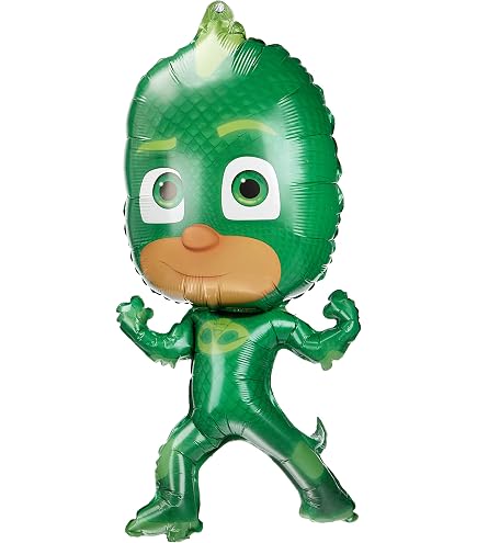 Palloncino Rotondo 24'' Con Personaggi PJ Masks (Catboy, Owlette, Gekko), Per Feste Di Compleanno, Articolo Non Gonfiato