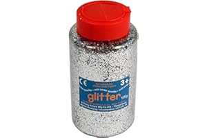 ANTHONY PETERS Glitter | 400 Gram tub | Shaker lid for Easy Pouring | Arts and Crafts | Glitter Art | Silver