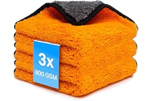 KEMES Lot de 3 Chiffons en Microfibre pour Voiture 800 g/m² - 7 Compartiments - pour l'entretien de la Voiture et Le ménage - Chiffon Sec en Microfibre Doux - 30 x 30 cm (3 pièces)
