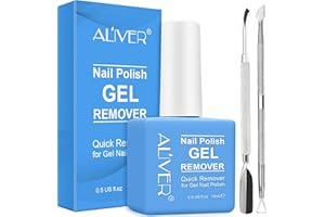 NECURATU Aliver PRO Magic Gel Remover 15ml with Cuticle Pusher & Nail Polish Scraper, Professional Gel Polish Remover for Nails, Easily & Quickly Remove Nail Polish in 3-5 Minutes,