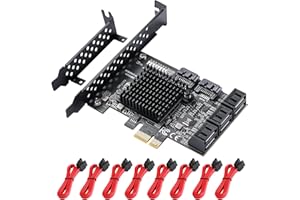 MZHOU Schede di Espansione PCIE 8 Porte SATA III 6Gbps, Controller SATA 3.0 Splitter, Supporto HDD per Windows,Ubuntu,Linux