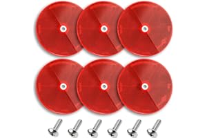 AOHEWEI Reflectores Traseros Redondos Rojo, reflectores de Seguridad con Montaje de Tornillo para Caravana, camión, Remolque, Barco, Motocicleta, Tractor, Valla, Postes de Puerta, Paquete de 6