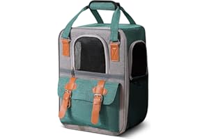 ALLSOPETS Mochila para Perros Gatos Transportín Viaje Mochilas Bolsa de Transporte para Mascota Transpirable Viajes Senderismo Camping para Pequeño Perro y Grande Gatos Verde
