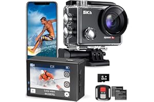 Hiicam Speed 10 Action Cam, 5K30FPS 30MP Actioncam 40M Unterwasserkamera Wasserdicht WiFi 170°Ultra Weitwinkel EIS Actionkameras Zoom 5X mit Fernbedienung und 2x1350mAh Akkus 64GB