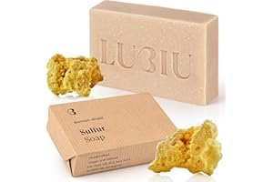 lubiu Savon au Soufre - 100g Savon Visage Acné & Corps - Sans Parfum et Artisanal