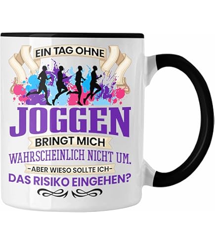 „Lass Mich Einfach Joggen“ Tasse – Lustiger Spruch, Beidseitig Bedruckt, Spülmaschinenfest