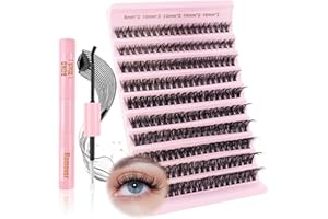 Glowing Win Faux Cils Individuel Kit 60D Extension de Cils Professionnel avec Lash Bond and Remover Faux Cils Naturel avec Colle de Cils Bouquet DIY Cluster Lashes Kit
