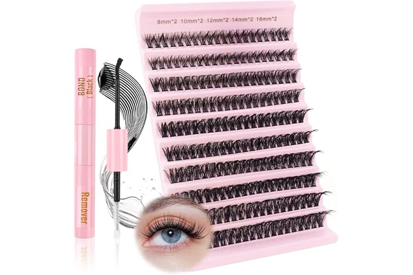Glowing Win Faux Cils Individuel Kit 60D Extension de Cils Professionnel avec Lash Bond and Remover Faux Cils Naturel avec Colle de Cils Bouquet DIY Cluster Lashes Kit
