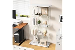 FOERPL vitrina de cristal templado, armario de colección moderno, vitrina de almacenamiento en patas con puerta y cerradura, para salón, oficina, tienda, lujo (4 plantas, 2 puertas)