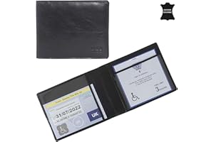 RHB Genuine Leather Disabled Blue Badge Holder with Timer Wallet – Secured Disability Parking Permit Cover with Hologram Protection (Timer not Included) (Black Brunch)
