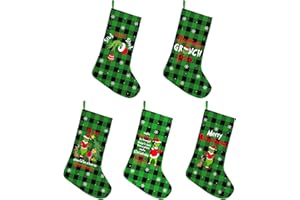 IDEAPRON 5 Stück Grinches Weihnachts Strümpfe, Großer Grinchs Strumpf, Lustige Whoville Weihnachts Dekoration, Party Dekoration für die Feiertage, Weihnachts Baumschmuck für den Kamin, Weihnachts Geschenke