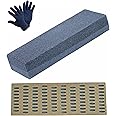 DUMDAAR Sharpening Stone COMBINATION STONE Double Side Whetstone Grindstone Professional Fixed Angle Diamond Kitchen Knife Sharpener with DIAMOND SHARPENING STONE Hone Set and GLOVES