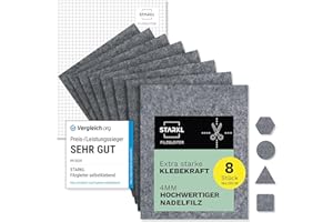 Filzgleiter selbstklebend zum Zuschneiden I 8 Stück 16 x 20cm - 4mm I Filzgleiter für Stühle I Filz selbstklebend I Möbelgleiter aus hochwertigem Nadelfilz I Stuhlgleiter Klebefilz (Grau)