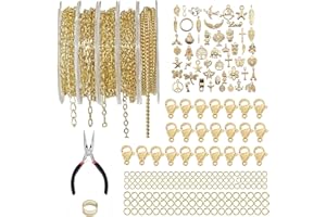 Cumnvulnt 5 StüCk Gliederkette, Schmuckketten, Schmuckherstellung Kit Metall, für DIY Schmuckgestaltung, Schmuckherstellung, Geschenk für Handwerkler Gold