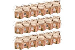 WORIC 24 PCS Small Christmas Boxes, Kraft Gift Box Christmas Candy Boxes Christmas Favours for Table Christmas Treat Boxes for Advent Calendar DIY Christmas Decorations