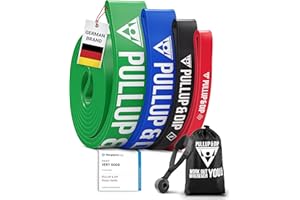 PULLUP & DIP Banda Elástica de Resistencia, Banda de Dominadas con Bolsa de Transporte, Anclaje de Puerta (para Sets) y Guía de Ejercicios - Bandas Fitness, Pull-up Bands para Calistenia, Entrenamiento