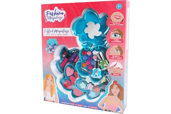 FASHION MAQUILLAGE - Grand Coffret Beauté Fleur - Maquillage - 258003 - Multicolore - Plastique - Jeu pour Enfant - Ongles - Peau Sensible - Testé par Un Laboratoire Français - À Partir de 5 Ans
