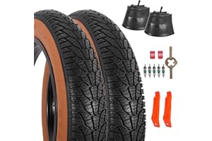 RUHUO 2-Pack 20x4.0 Fat Bike Tire, 20 Inch Mountain Bike Tires & Tubes Set, Folding Replacement Bicycle Tires with Tire Levers for Off-Road Bike, Ebike