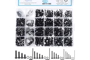 Homtone 1220pcs M2 M3 M4 M5 Tornillos de Cabeza Hexagonal de Acero Inoxidable 304, Juego de Tornillos y Tuercas con Tuerca Allen Tornillos, con Llaves Hexagonales (Cabeza de enchufe)