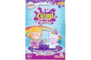 Simba Glibbi Einhorn Glitzerbad Lila – Glibber Badewannenspielzeug, ungiftig und hautfreundlich, Glibberspaß für Badewanne mit Glitzereffekt, Badespaß, Schleimpulver für Kinder ab 3 Jahren