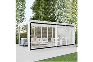AWSAD Rideaux Imperméables Extérieurs Bâche en Plastique avec Perforations Rideaux Transparents de PVC, pour Pergola, Jardin Imperméabiliser, Personnalisable, 2x6m/6.56x19.68ft