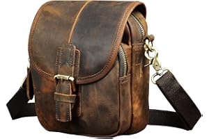 Le'aokuu Sac Bandoulière Hommes en Cuir Petit Sac de la Taille Sac de la Ceinture Camping 1168 (1168 Marron)
