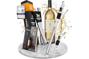 Brendo Refrigeratore per Bottiglie Vino 4-in-1 Asta di Raffreddamento Acciaio Inox I Raffredda Bottiglie con 2 Lunghezze + Versatore + Decanter + Tappo I Set Regalo Uomini Donne, Accessori