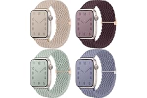 Mastten 4 Pezzi Cinturini Compatible con Cinturino Apple Watch 40mm 41mm 38mm per Donne Uomini, Cinturino Intrecciato Elastico Sportivo Regolabile per iWatch SE2 SE 9 8 7 6 5 4 3 2 1 Ultra