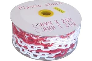 SNS SAFETY LTD PCH-6x25.0 Red and White Plastic Chain 6mm 25.0 Meters (82 feet)