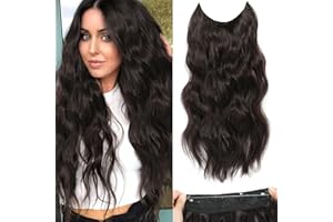 BUPPLER Haarverlängerung 50,8 cm Invisible Secret Hair Extensions Verstellbare Lange Gewellte Haarextension Synthetisches Upgrade 4 Sichere Clips in Haarteilen,Schwarzbraun