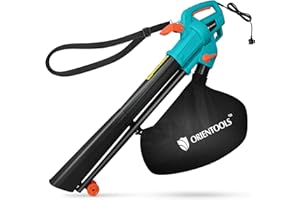 ORIENTOOLS Leaf Blower and Vacuum-3000w Garden Corded Leaves Collector Cleaner 10m Cable Outdoor Leaf Sucker Vacuum with 45L Collection Bag Electric Small Lightweight Air Blower Patios Gutter Driveway
