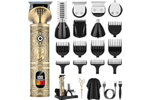 XkuiHF Tondeuse Cheveux Professionnelle 6-en-1 pour Homme - Tondeuse Barbe & Corps avec Lame T (Précision 0 mm) | Kit Complet Rasoir Chauve, Tondeuse Nasale | Étanche & Silencieuse - Idéal Cadeau/Salo