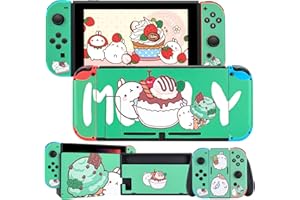 DLseego Pegatinas Compatible con Switch, Juego Completo de Protección Adhesiva para la Consola de Switch Joy-con-Conejo y Helado