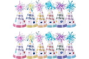 Dmnnlp 12pcs Birthday Party Hats, Lovely Cone Birthday Paper Hat, Colorful Party Hats for Kids and Adults (6 Colours, 2 of Each)
