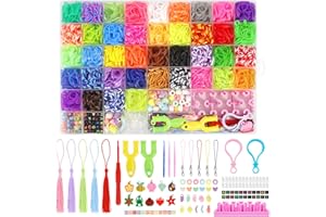 DICLLY Elastici per Braccialetti, 4000+ 40 Colori Loom Bands Kit 54 Griglia, Bracciale Colorati Fai Da Te con Accessori Varie Perline