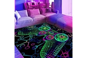 HOLAVIDA Tappeto per Giochi Neon, Tappeto 3D Reattivo ai Raggi UV del Controller di Gioco, Tappetino Fluorescente Antiscivolo per Pavimenti, Decorazione per la Sala Giochi dei Bambini, 180x120cm