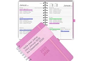 BANDEAX Planer 2025 und 2026 A5 (Jan 2025 - Dez 2026) für 2 Jahre | Kalender Buchkalender 2025-2026 als Terminkalender, Terminplaner, Agenda | Wochenplaner als Organizer auf Deutsch Rosa