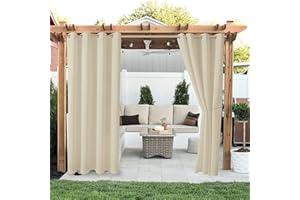 Liveinu Tende da Sole per Esterno Tende Idrorepellenti con Anelli Tenda Oscurante Termica Isolante Tende per Gazebo Tenda Impermeabile 2 Pezzo | 250x270cm(L x A) Beige