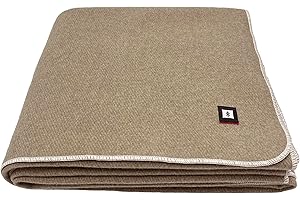 EKTOS 100% Wool Blanket, 90" x 66", Warmest Blanket, Military Blanket, Thick Wool Blanket (Light Brown, Twin Size)