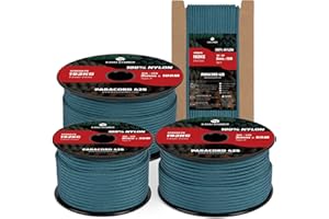 Kamu Synber Paracord 3 mm x 30 m Paracord 425 100% Nylon Rope Type II Cords with 3 Cores for Crafts, Outdoor, Camping, Survival, Load Capacity 192 kg, Teal Green