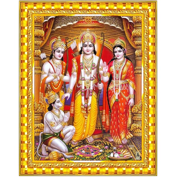 Zigzag Déesse Rectangulaire Dhana Lakshmi Devi Maa Photo Frame Wall Table Size Medium 7x9 Inches Acrylic Glass Golden