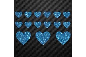 ‎GLITZERDEALS Glitzerdeals Bügelbild Glitzer Set 15 Herzen in Glitzer blau Glitzerbild zum Aufbügeln Herzen Glitzerflex Herz Bling Aufbügler Herzen