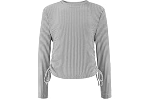 Arshiner Niñas Jersey Cordón Niño Slim Cuello Redondo Suéter Elegante Moda Otoño Invierno Manga Larga para Niñas 5-15 años