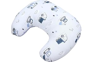 TupTam Baby Stillkissen Klein mit Baumwoll-Bezug, Farbe: Baufahrzeuge/Bagger/Blau/Grau