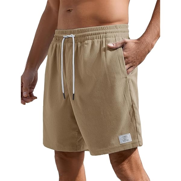 Short Décontracté Pour Homme En Coton Et Lin Avec Cordon De Serrage - Couleur Unie - Short De Plage En Lin - Short D'été Décontracté Pour Le Travail Et Le Sport, Bleu