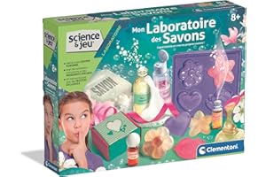 Clementoni | Mon Laboratoire des Savons pour Enfants 8 Ans+ | Kit Scientifique Chimie Cosmétique Ludique | Crée des Produits d’Hygiène Parfumés et Colorés | Loisir Créatif | Activité Manuelle Enfant