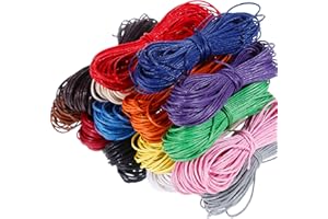 faburo 15PZ Rotoli di Filo di Cotone Cerato, 10 m, Ø 1 mm, per la creazione di Gioielli, Fai da Te, Artigianato